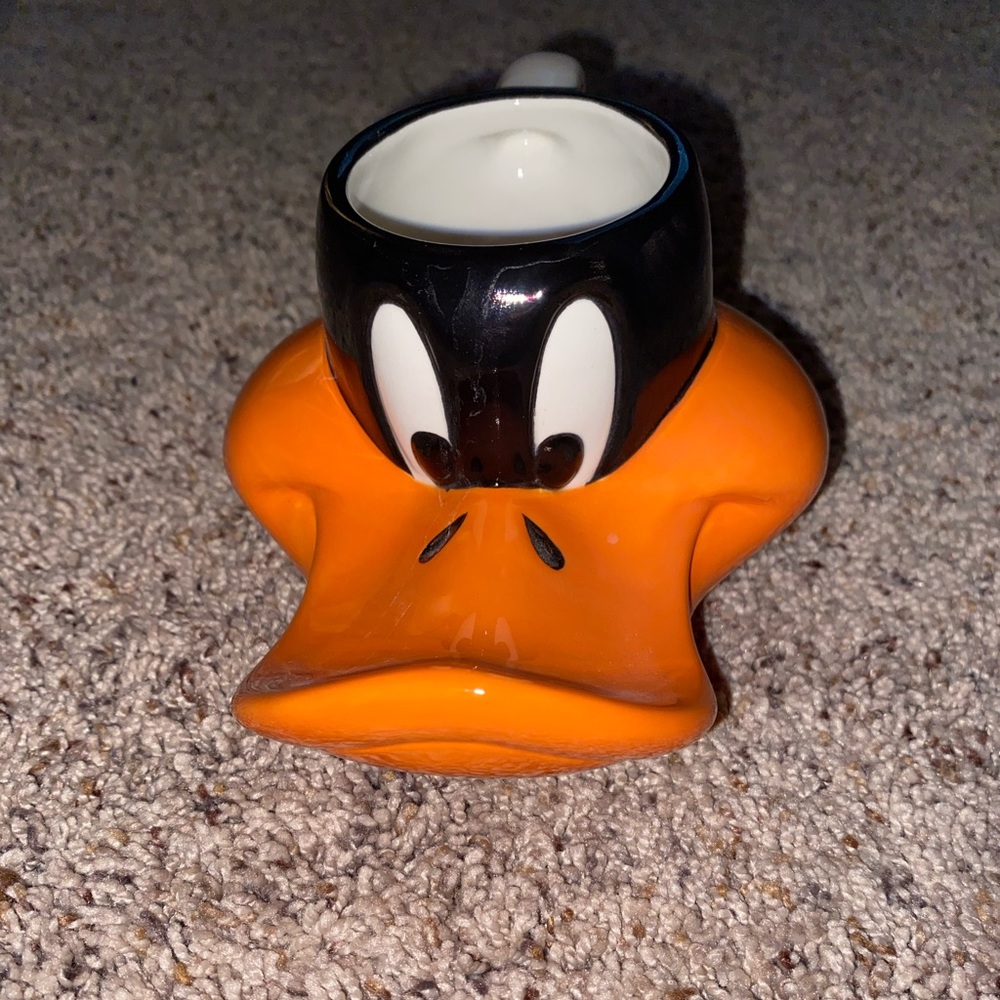 Warner Bros Looney Tunes DAFFY DUCK 3D Ceramic Coffee Cup Mug Six Flags Vintage